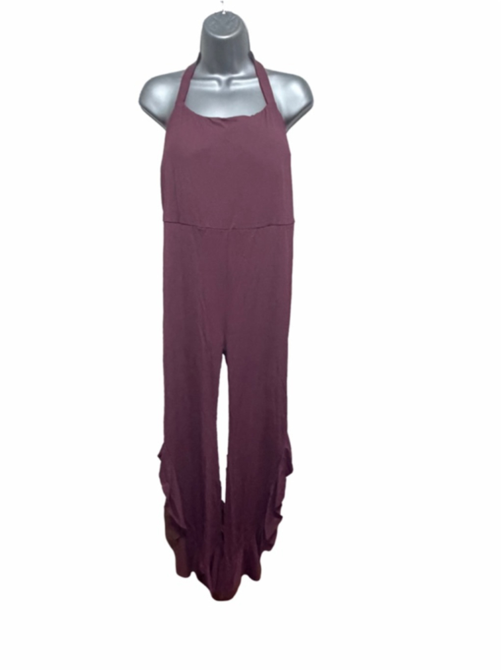 NWT Halara Halter Jumpsuit with Ruffle and slit detail at legs in purple size XL